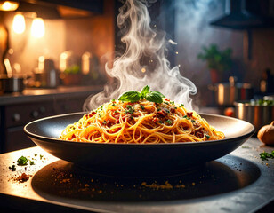 Delicious spaghetti on the table