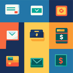 Set of vector icons on the theme of banks and finance: money, bank, credit and debit cards, payments, transfers, finance, coins, safes. Suitable for UI, applications and infographics.