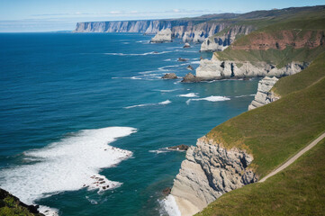 Coastal cliffs in on a clear day
