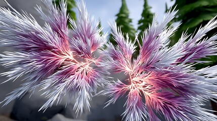 Abstract Purple and White Glowing Floral Design Nature Inspired 3D Render Artistic Botanical