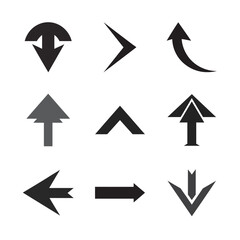 Multiple Arrows Set Outline Style on White