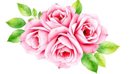 Elegant pink watercolor roses artwork on plain background, suitable for decorative designs and floral themed creative projects