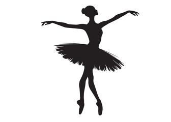 ballet dancer logo silhouette vector, ballet silhouette ballerina logo icon silhouette, ballet jumping dancer female dancer action pose black silhouette isolated on white background. © Adobe design