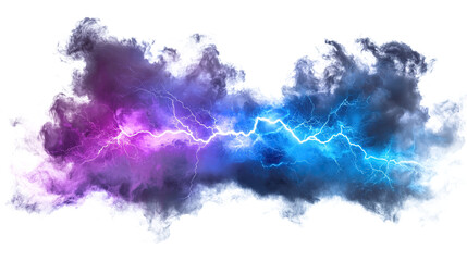 Cloudy clouds with thunderstorm, isolated on transparent background. PNG