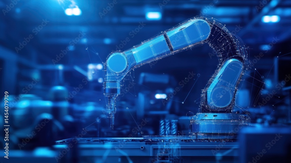 Aufkleber Automated robotic arm in a modern factory setting
