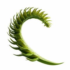 Naklejka premium Abstract Green Plant Forming a Curving Shape Against a Red Transparent background