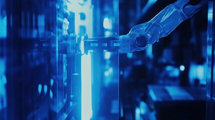 Automated robotic arm in a high-tech factory