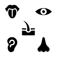 Obraz premium Human Sensory Organs Vector – Silhouette Icon Set