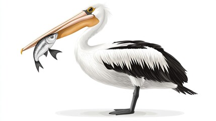 Obraz premium Pelican with fish in its beak