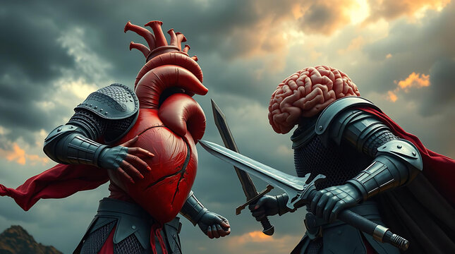 when your heart and your brain they are fighting in your mind.