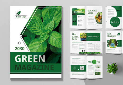 Green Magazine Template Layout