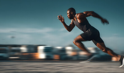 Instantaneous photography of athletes in the process of starting and sprinting, powerful and strong athletes, commercial, posters, advertisements, background images, backgrounds, wallpapers