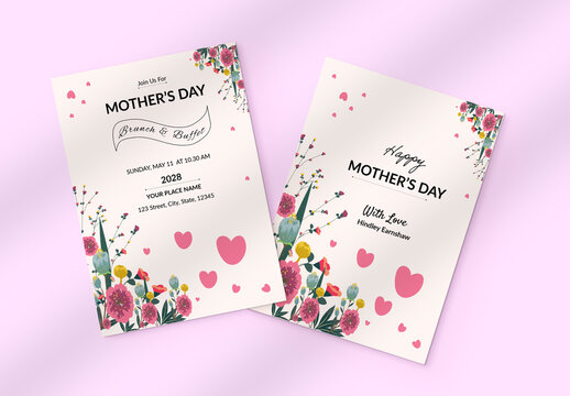 Mothers Day Invitation Card Layout Design
