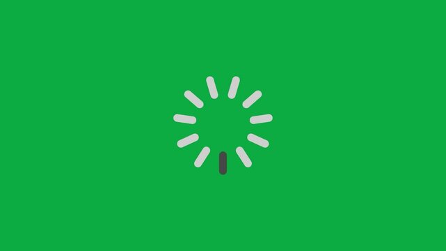 Stylish loading animation with gray graphics on a vibrant green screen background. Ideal for chroma key use in video editing, intros, and UI mockups.