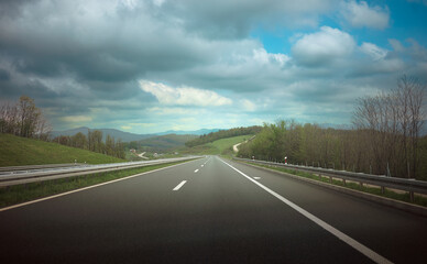 Milos Veliki highway in Serbia during April