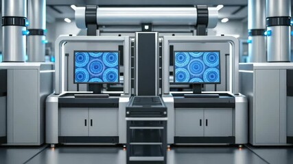 High-tech system for scanning and analyzing cellular structures in a scientific context. - Powered by Adobe