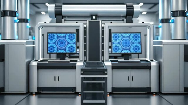 High-tech system for scanning and analyzing cellular structures in a scientific context.