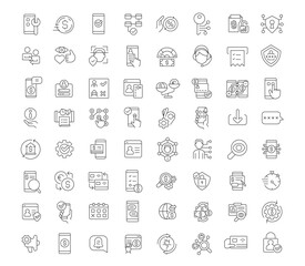 Fintech icon set banking finance and tech