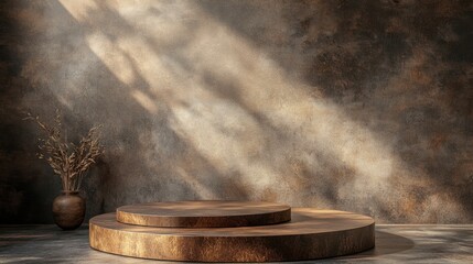 Elegant Minimalist Interior Design with Wooden Pedestals and Vase