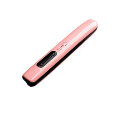 Modern pink hair straightener with digital controls, anti-slip grip, and ceramic plates designed for home salon styling and professional hair care use on transparent background