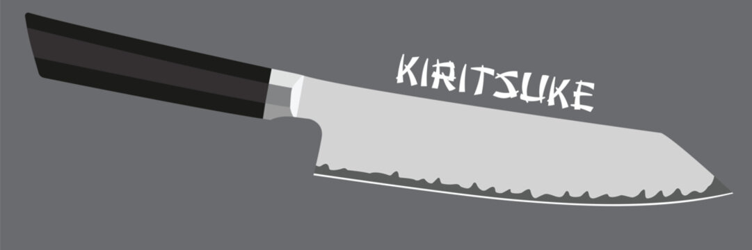 Kiritsuke Knife Vector | Japanese Hybrid Chef&rsquo;s Knife Illustration