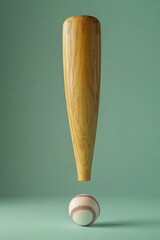 Wooden baseball bat exclamation point graphic design.