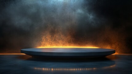 Futuristic Display Pod with Dramatic Lighting and Textured Background