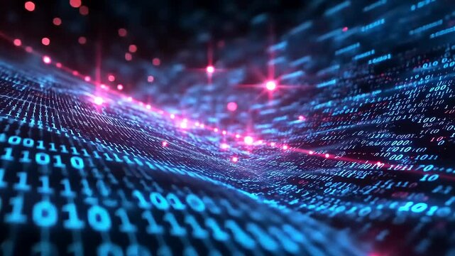Abstract digital wave of binary code