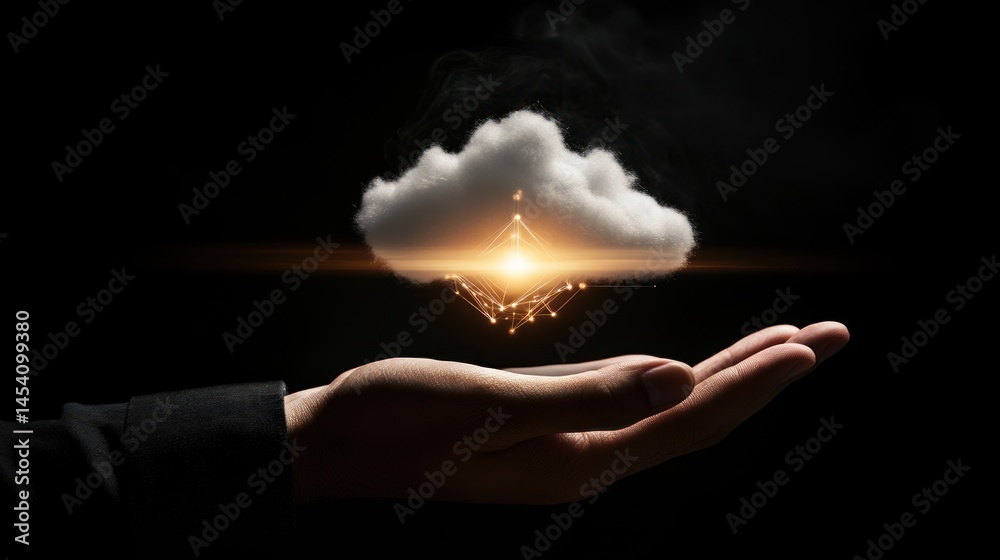 Poster cloud computing held in a hand