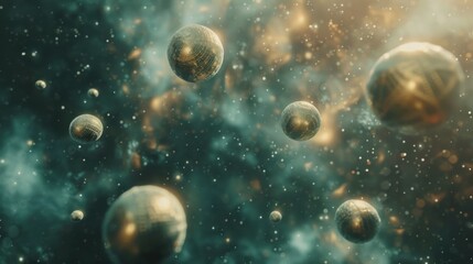 Obraz premium Floating 3D spheres in an abstract space