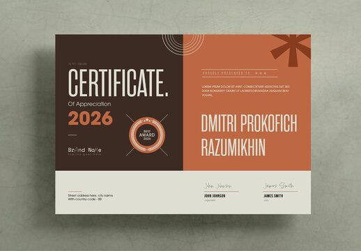 Certificate Template Printable Professional Award Design