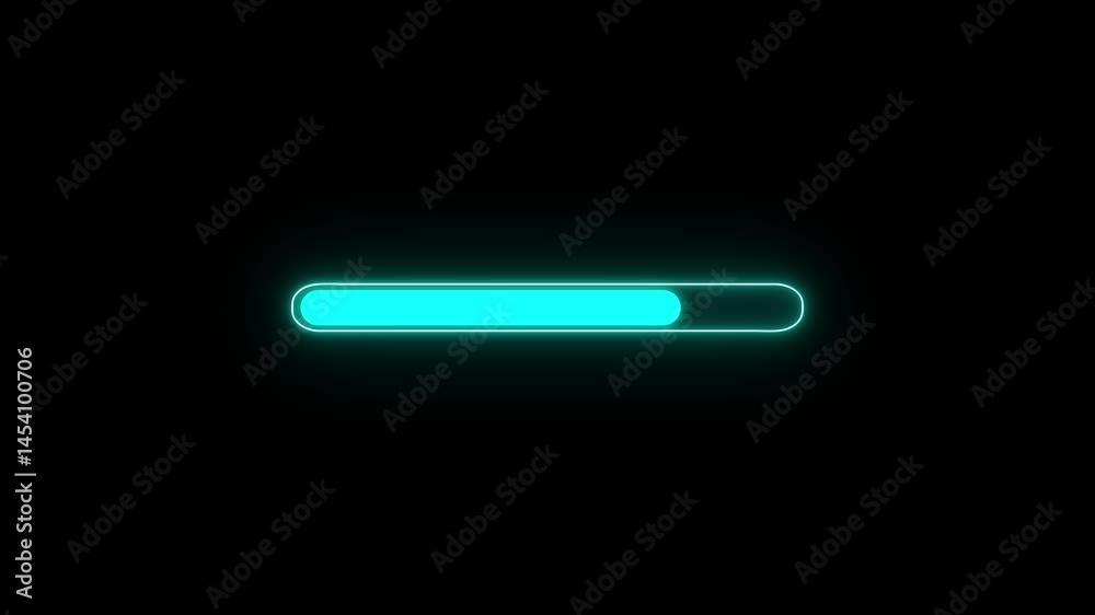 Poster cyan loading bar animation on black background