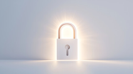 Fototapeta premium A modern padlock glowing with light, symbolizing security and protection.