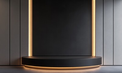 Modern Minimalist Exhibition Space with Dark Background and Lighting
