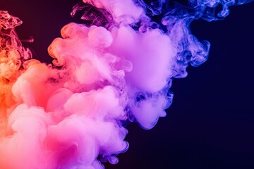 Fototapeta premium Swirls of vibrant, colorful smoke drift and blend on a deep background. Abstract and dynamic