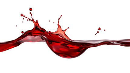Red wine splash isolated on transparent background