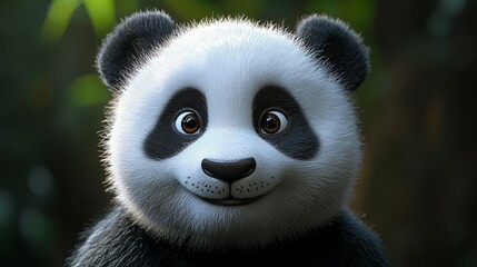 Obraz premium Realistic 3D Rendering of a Panda Bear in Zoo Setting