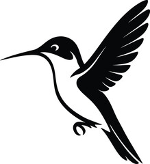 hummingbird silhouette with open wings, bird in motion illustration