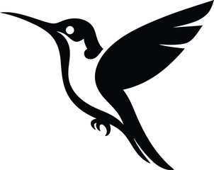 hummingbird in flight silhouette, bird flying illustration