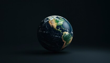 Fototapeta premium Realistic Earth model with detailed continents and oceans floating in space