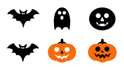 set of halloween icon vector on tranparent background