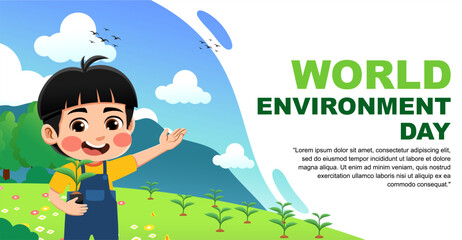 world environment day design. design with children's theme. suitable for introducing children to protecting the earth