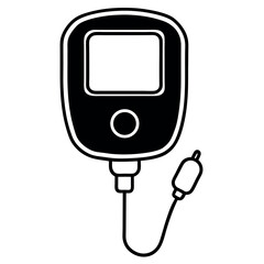 Silhouette of handheld blood glucose meter – white background medical icon