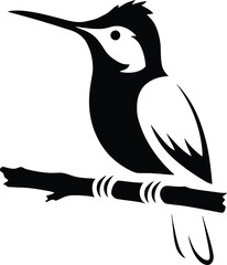 black and white hummingbird outline, minimalist bird shape design