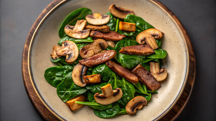 Weight loss meal delivery Weight loss meal delivery with fresh spinach mushroom and tofu served on plate for healthy eating