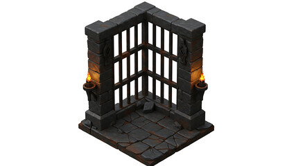 Dark Fantasy Corner Gate 3D Model