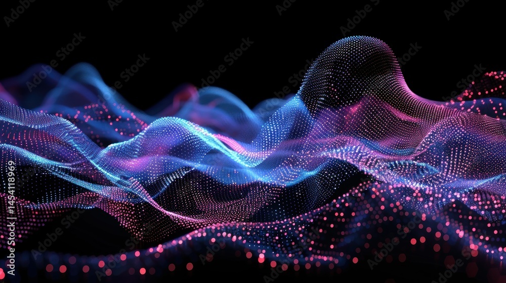 Poster digital data flow with glowing elements