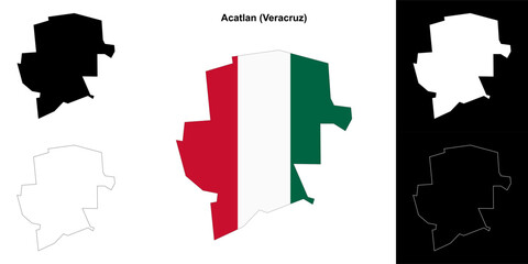 Acatlan municipality (Veracruz) outline map set