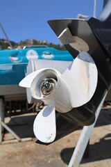 Boat propeller component. High quality photo