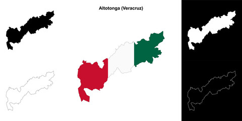 Altotonga municipality (Veracruz) outline map set